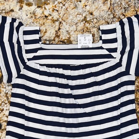 NWT J. Crew Girls' Navy & White Stripe Square-Neck Peplum Tee - Picture 10 of 11